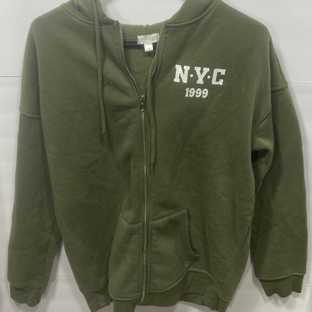 Ange Kiss Zip Up Hoodie Womens Small Green NYC Brooklyn Athletic Club Sweatshirt